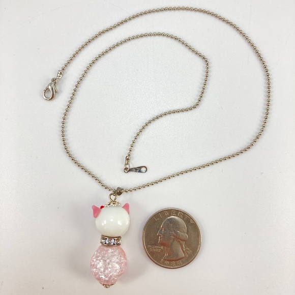 Host Pick!  New Cat Pendant Necklace, Lamp Work, Swarovski Crystals - Picture 4 of 5